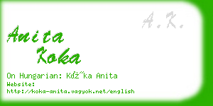 anita koka business card